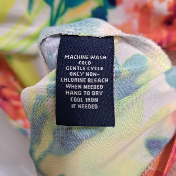 Chaps Floral Dress Faux Wrap Colourful Print Women's Large Sleeveless Dress - Picture 11 of 14